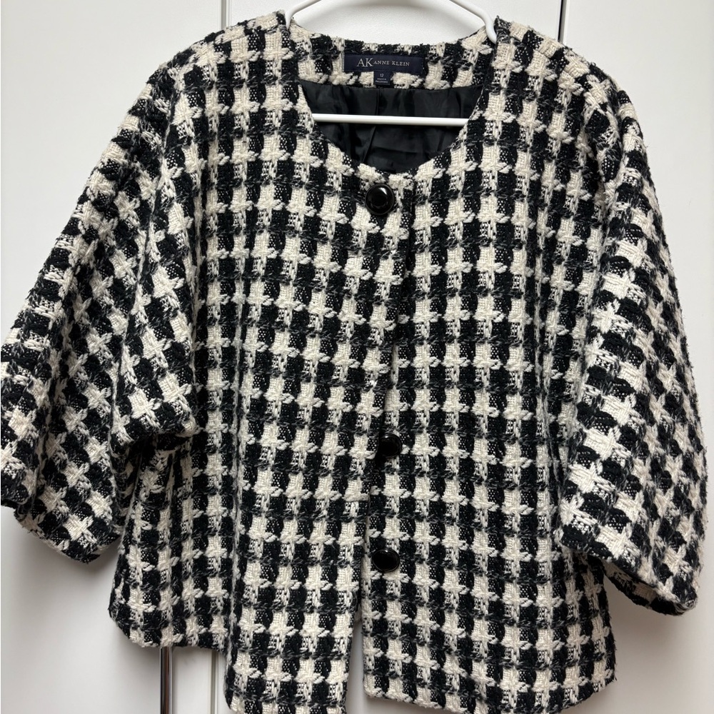 Anne Klein Black & White Wool Blend Jacket